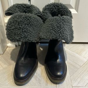Robert Clergerie winter boots.  Black Sherpa lined, New without box. Size 40.